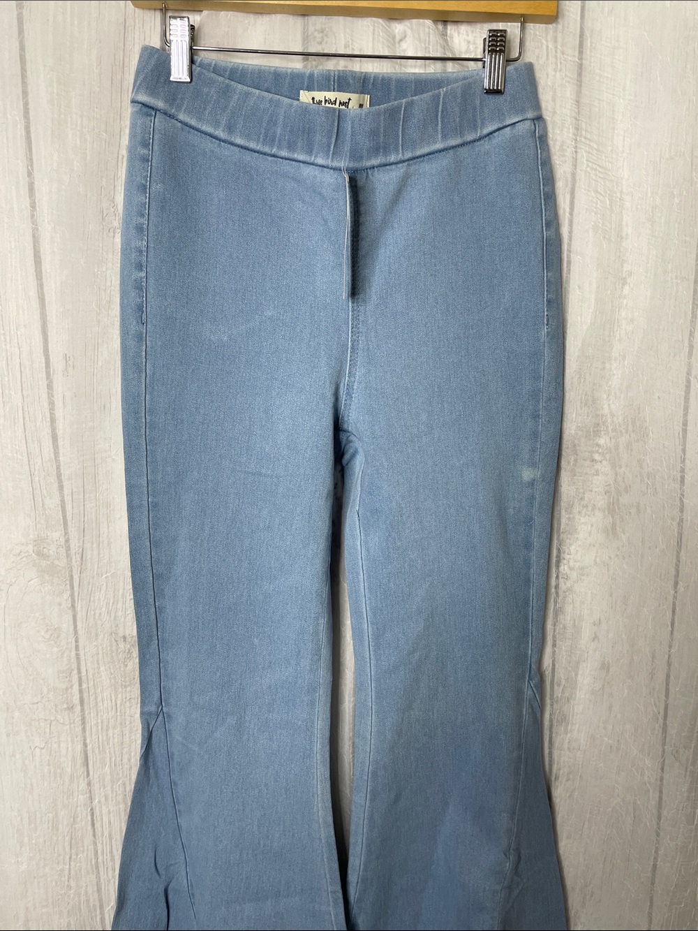 Three Bird Nest Light Blue Flare Pants. - Picture 2 of 8